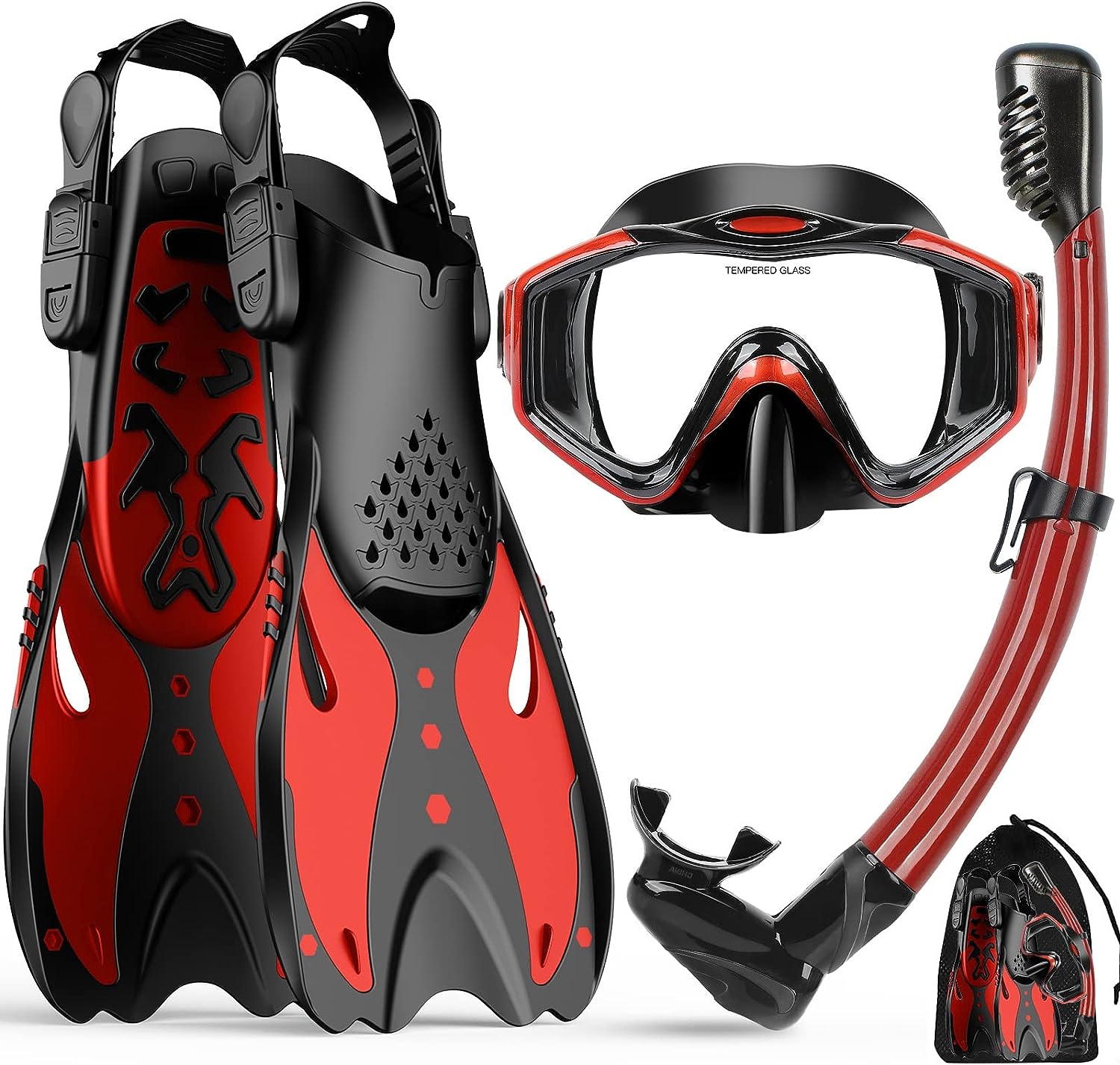 Vengreedo Snorkel Set with Fins for Adults, Mask Fins Snorkel Gear for Men  and Women, Dry Top Snorkel Mask Snorkel Fins Combo Set with Travel Bag for  Snorkeling, Diving, Swimming S/M Cyan